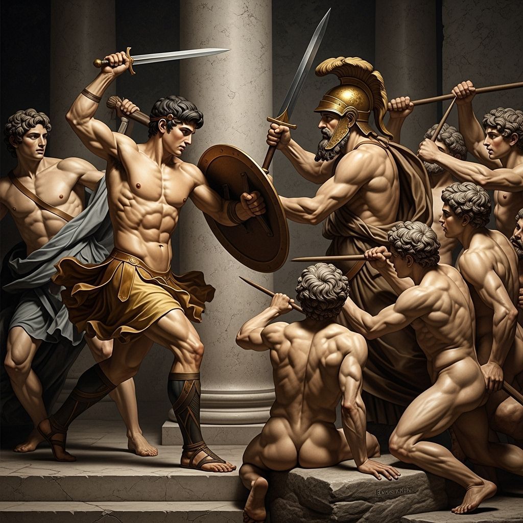 Theseus Battles Pallas And His Sons In Epic Combat