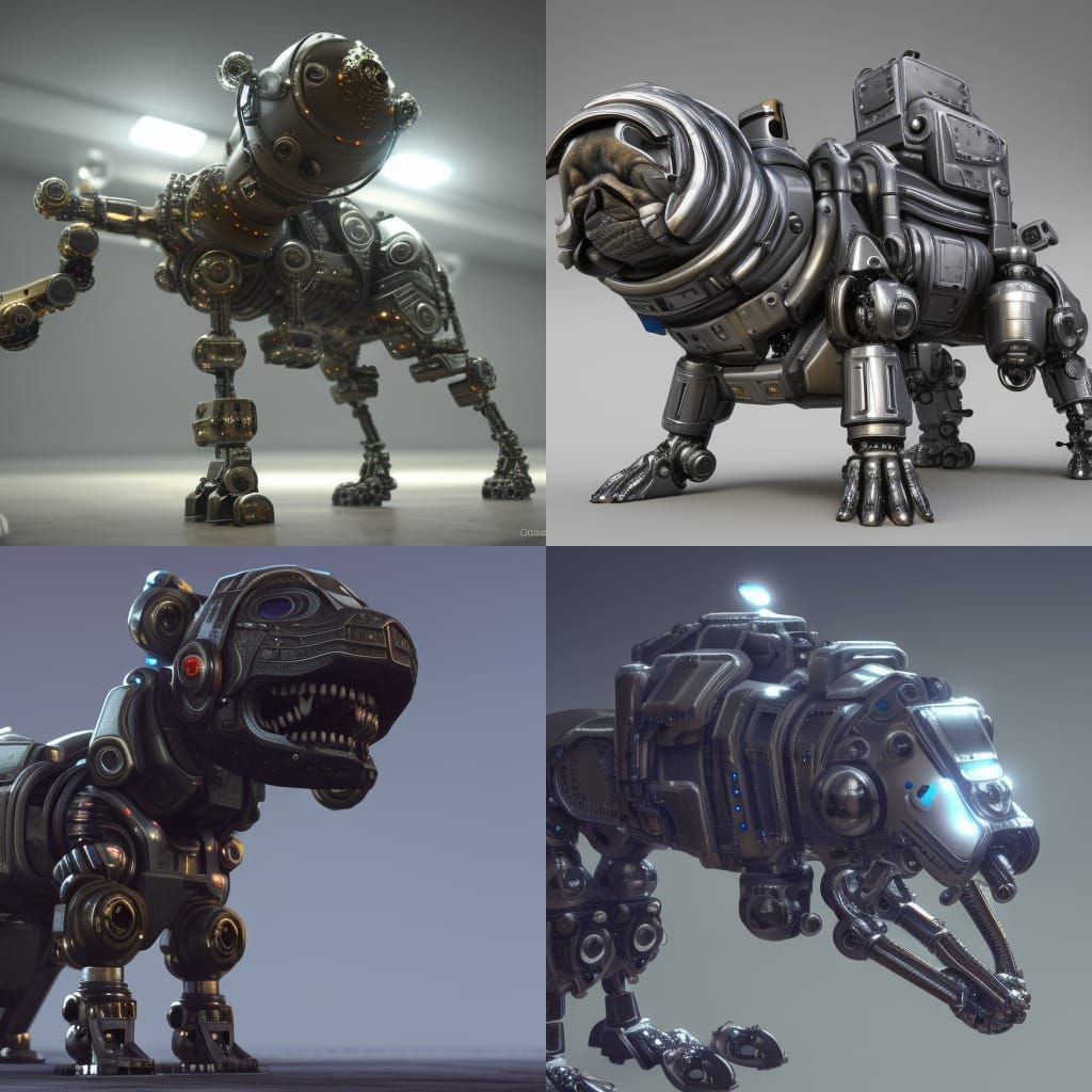 Humorous Sci-Fi Dog with Intricate Mech Details