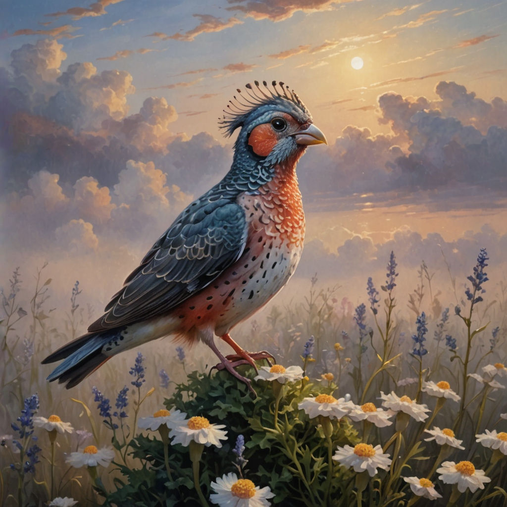 Birdlike Amish Figure with Wings and Beak in Ethereal Surrea...