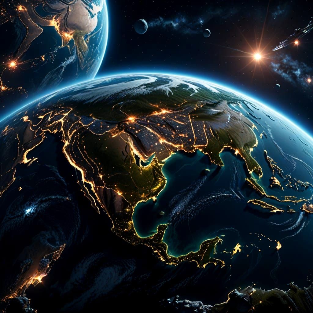 Earth at Night from Space: Digital Matte Painting