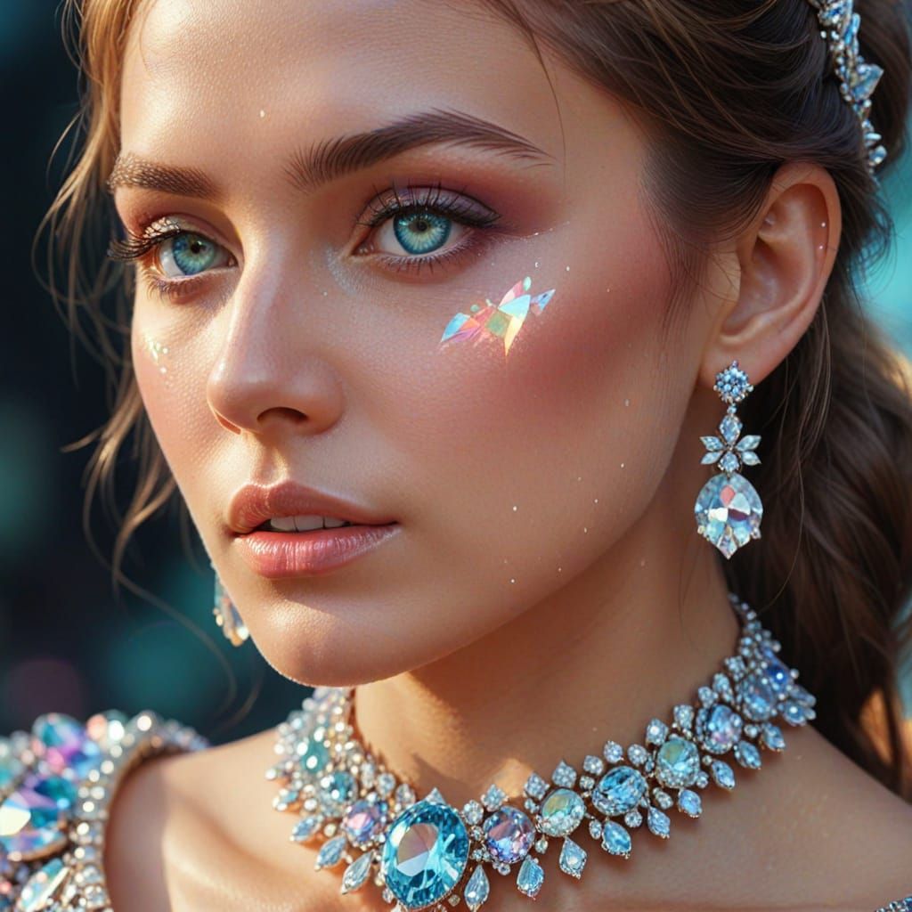 Woman with Crystal Gem Jewellery: Digital Art