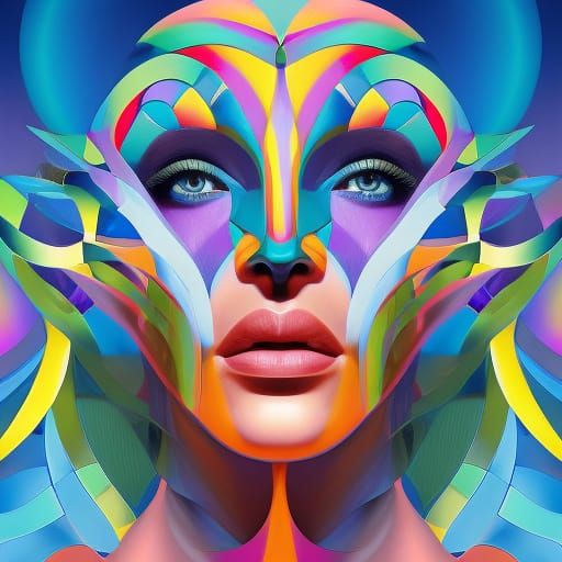 Water Woman Graffiti Art in Cubism Style