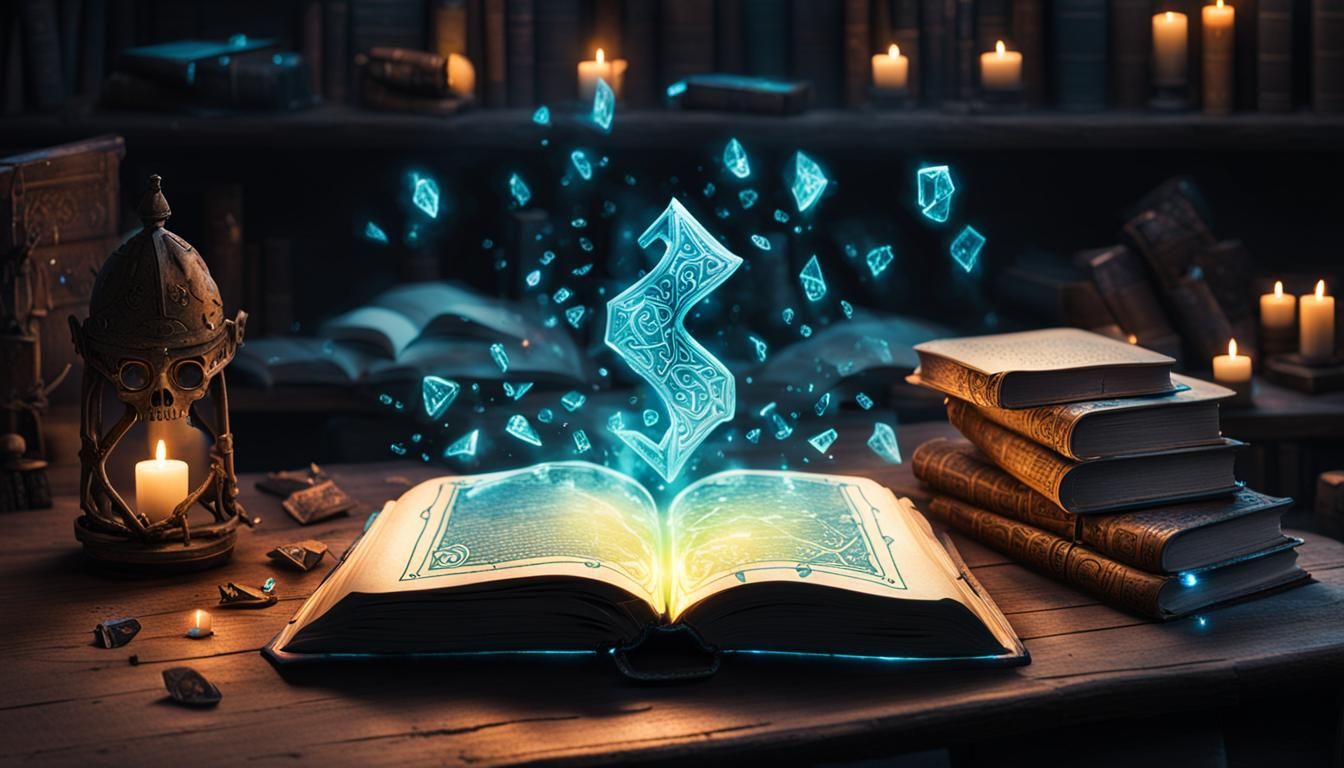 Glowing Magic Book with Bioluminescent Runes