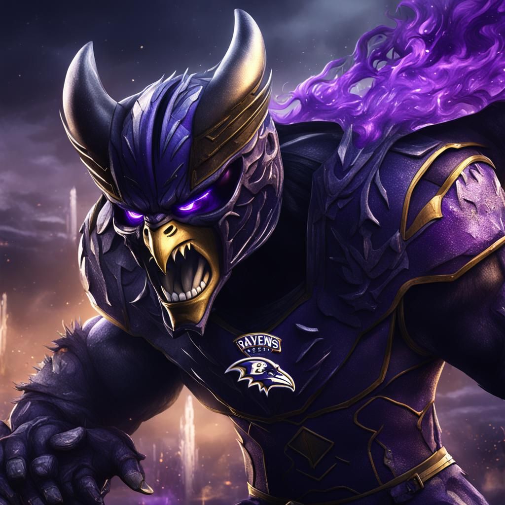 Evil Baltimore Ravens Mascot in Detailed Matte Painting