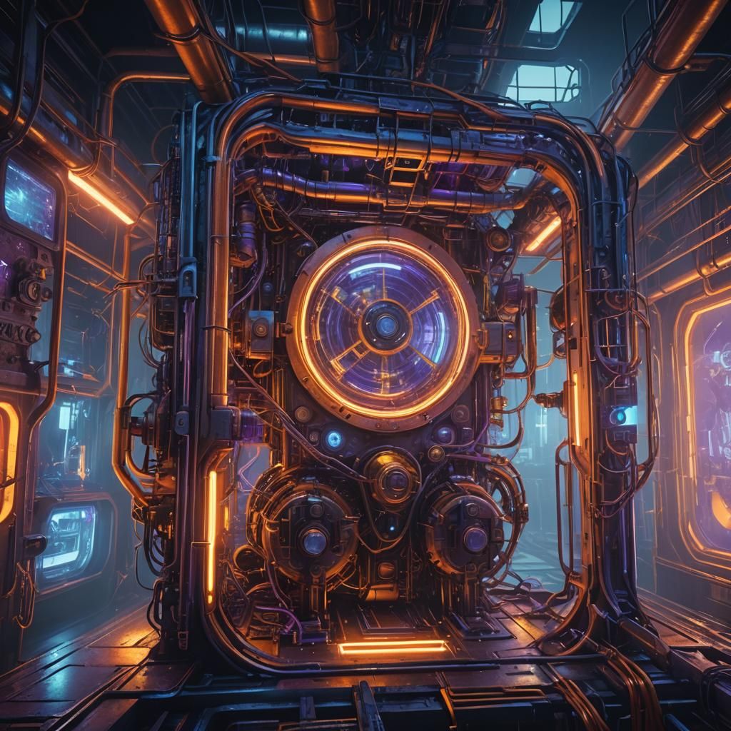 Ghostly Figures Trapped in Futuristic Machinery