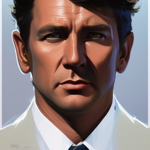 James Bond Portrait in Hyperdetailed Digital Art