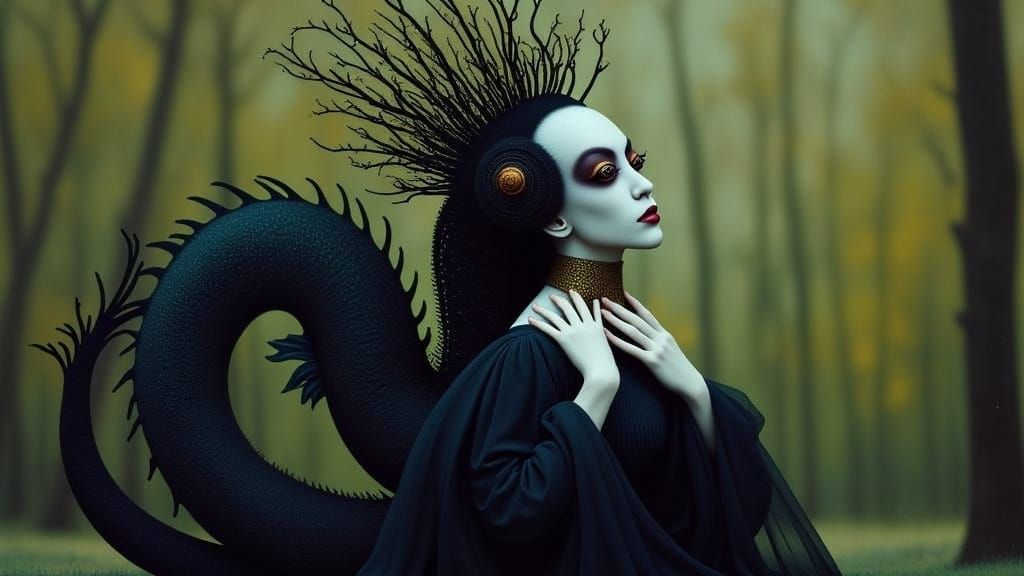 Ethereal Gothic Queen of Dragons with Root Crown