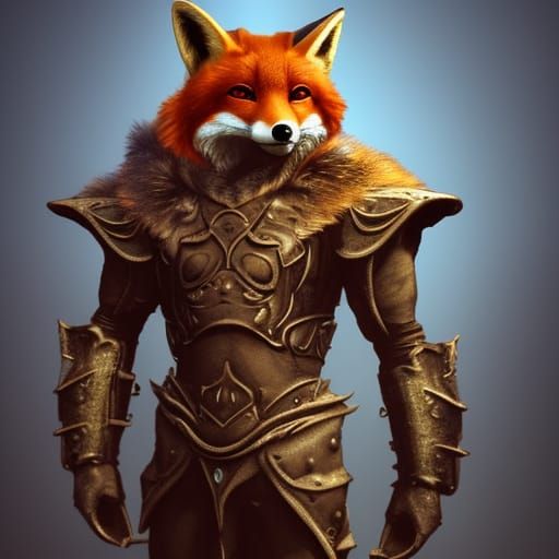 Anthropomorphic Fox in Skyrim Armor Concept Art