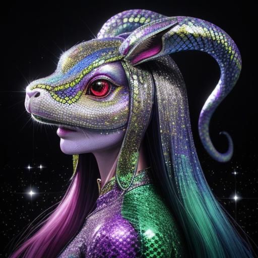 Sinister Bejeweled Snakes with Rabbit Ears in 3D