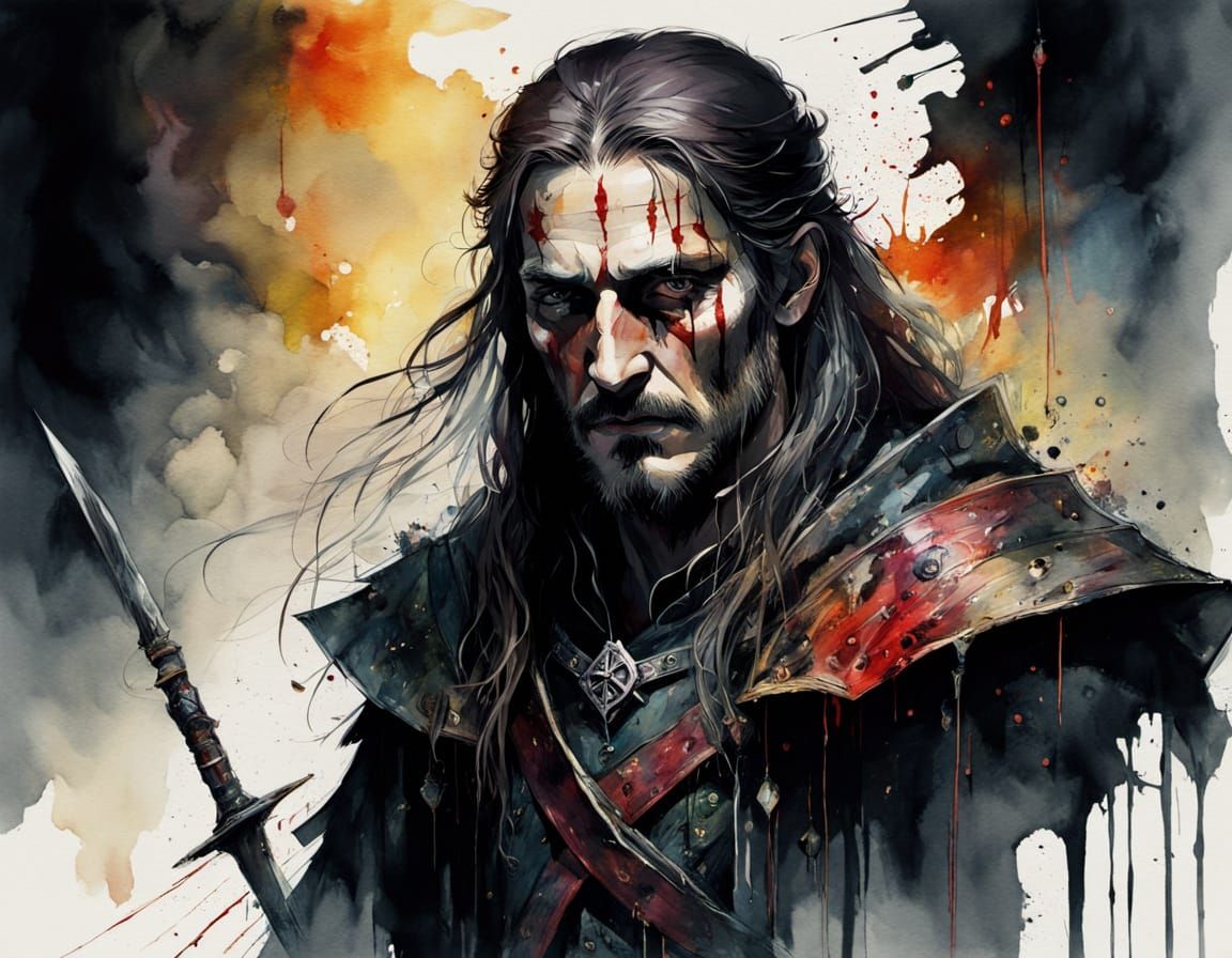 Vlad the Impaler in Dark Domain, Ethereal Watercolour Style