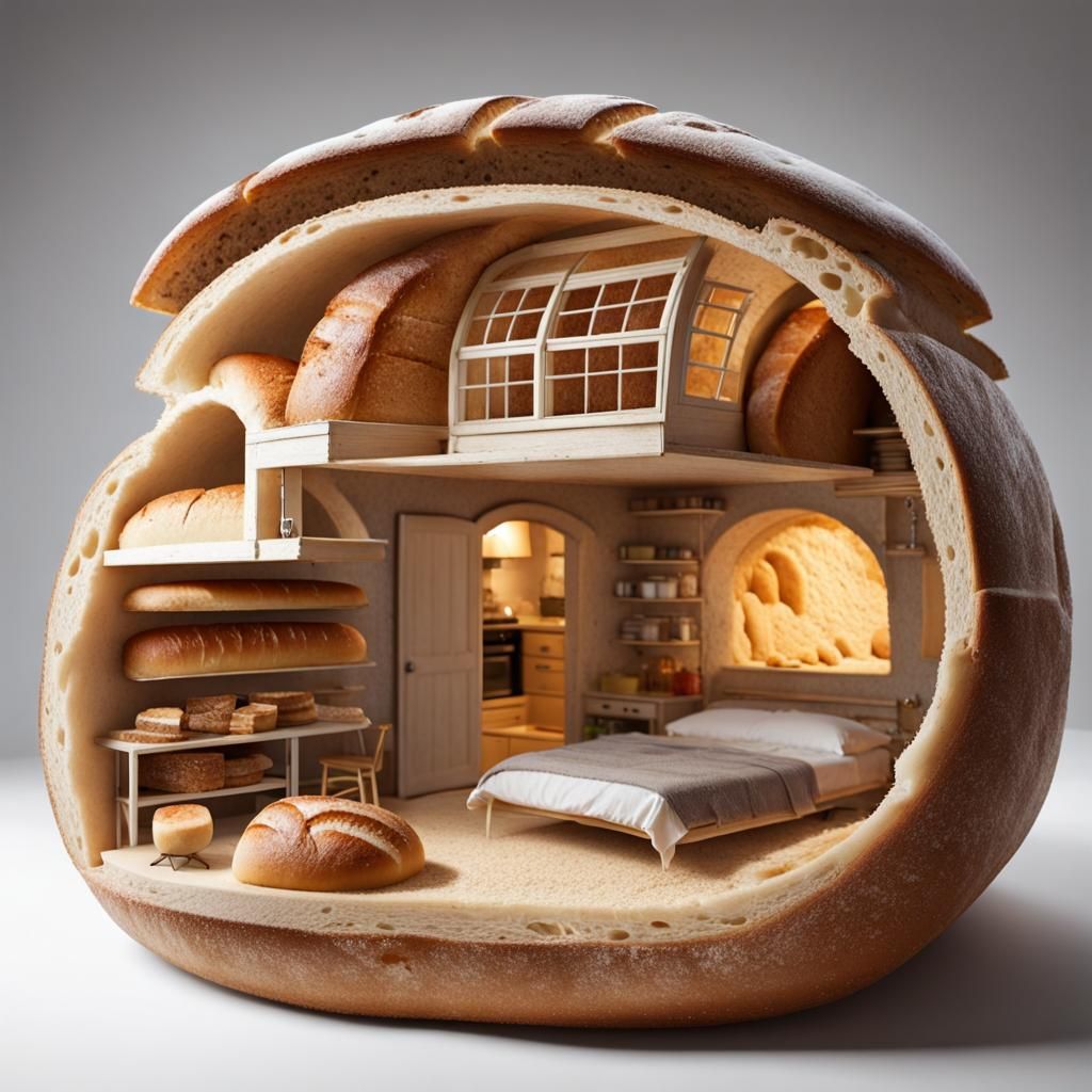 Unusual House Inside a Loaf of Bread