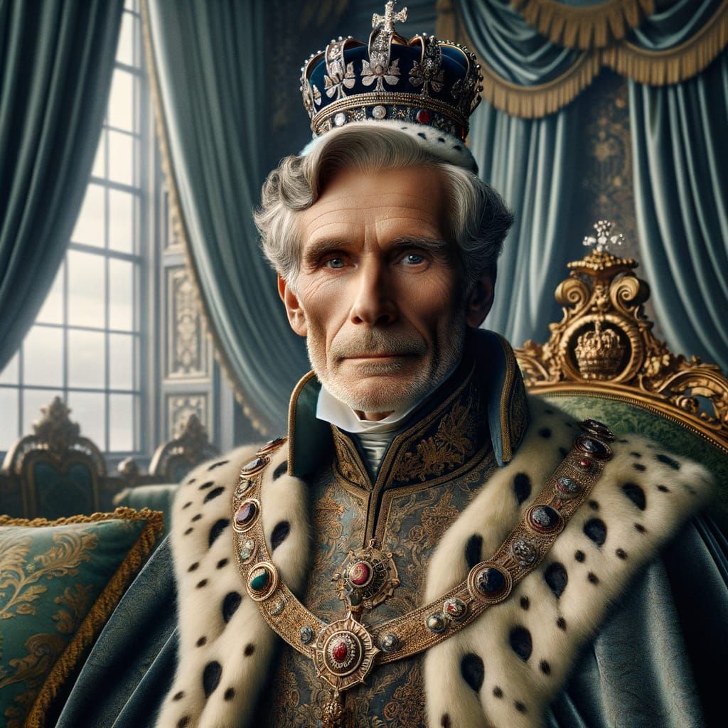Dignified King Seated on Throne