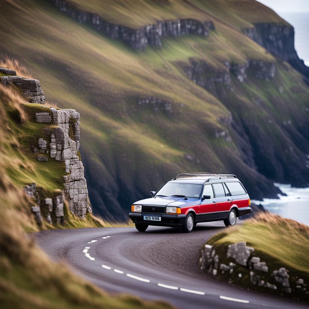 Station Wagon on Scottish Cliff: Professional Photography