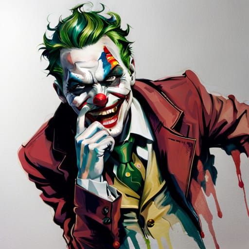 Dieselpunk Joker Portrait in White Clown Makeup