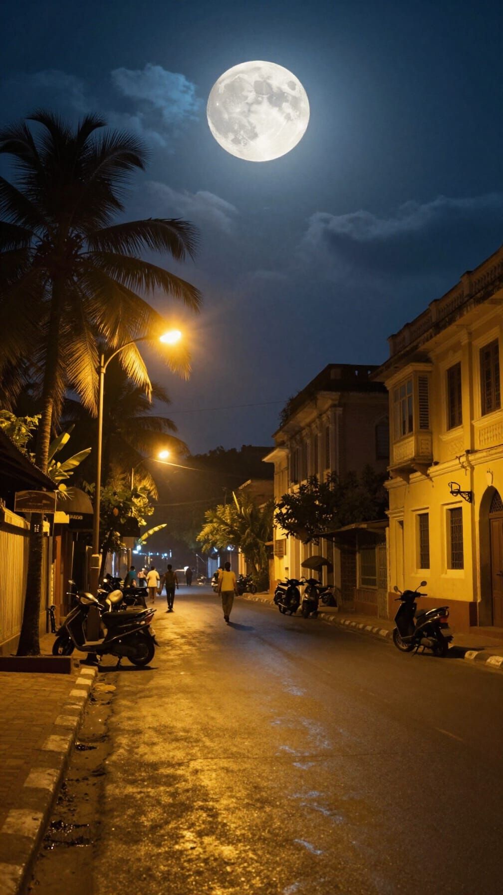 Cinematic Mumbai Street Scene Under Full Moon