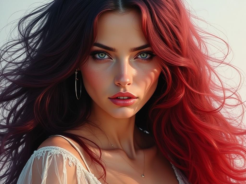 Exotic Woman with Mesmerizing Eyes in Triadic Colors