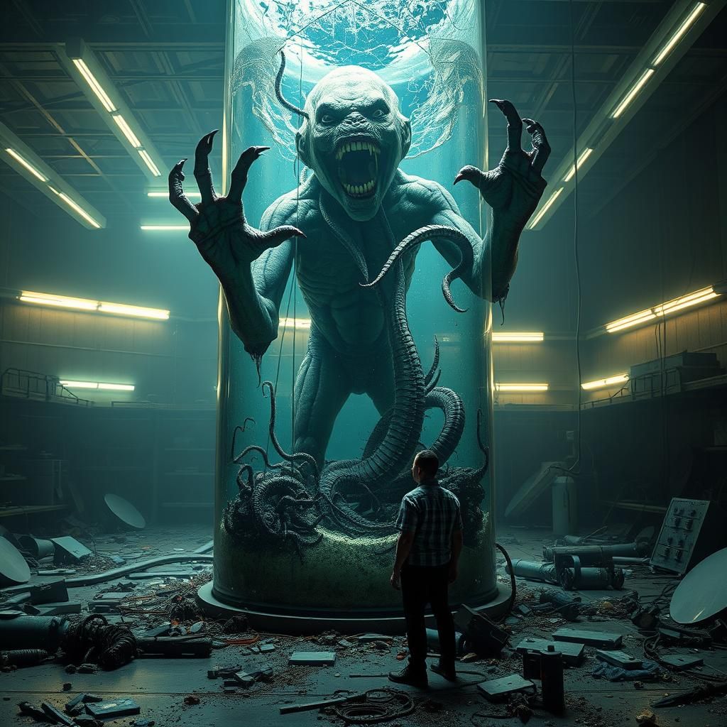 Grotesque Hybrid Monster About to Escape, Hyperrealistic