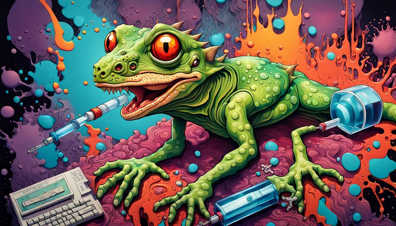 Bill Gates Lizard Person in Graffiti Art Style