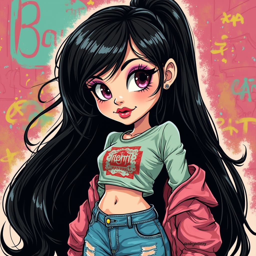 Bratz Doll Style Portrait with Pop Art Influences