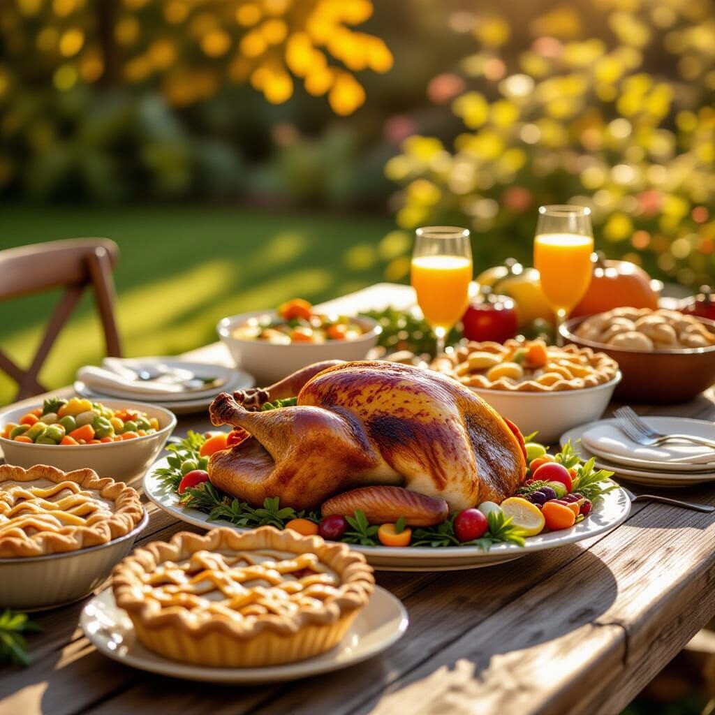 Bountiful Thanksgiving Feast in Golden Sunshine