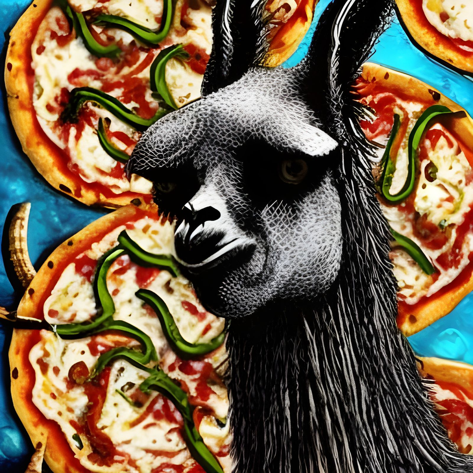 Llama calamity with pizza V