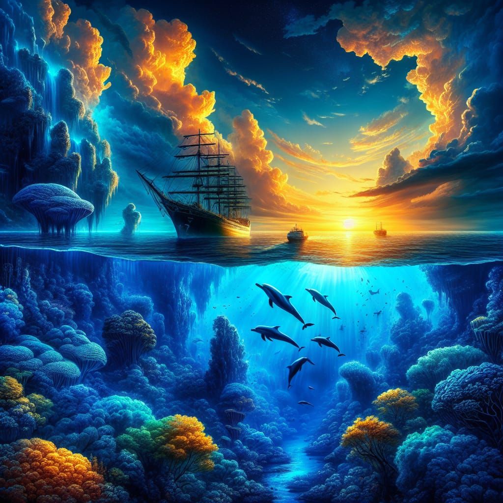 Vibrant Coral Paradise at Sunset