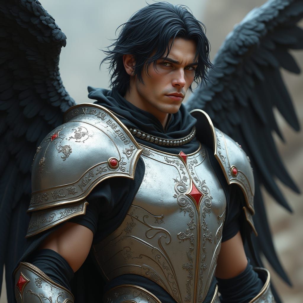 Wingless Angel in Ornate Armor, Matte Painting