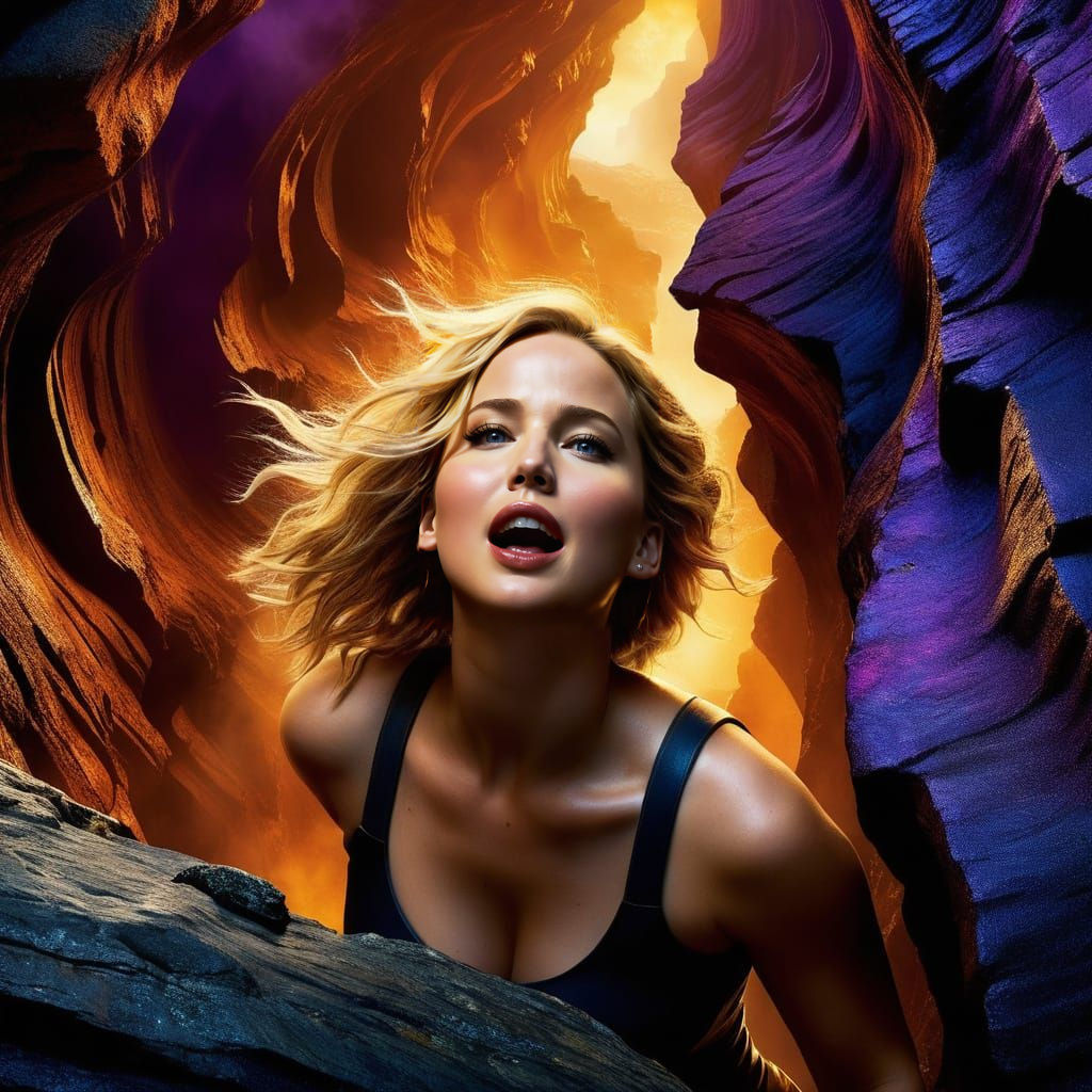 Jennifer's Golden Scream in Poster Art Style