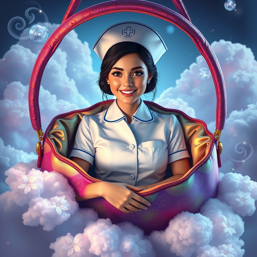 Nurse in Rainbow Purse: Fantasy Concept Art