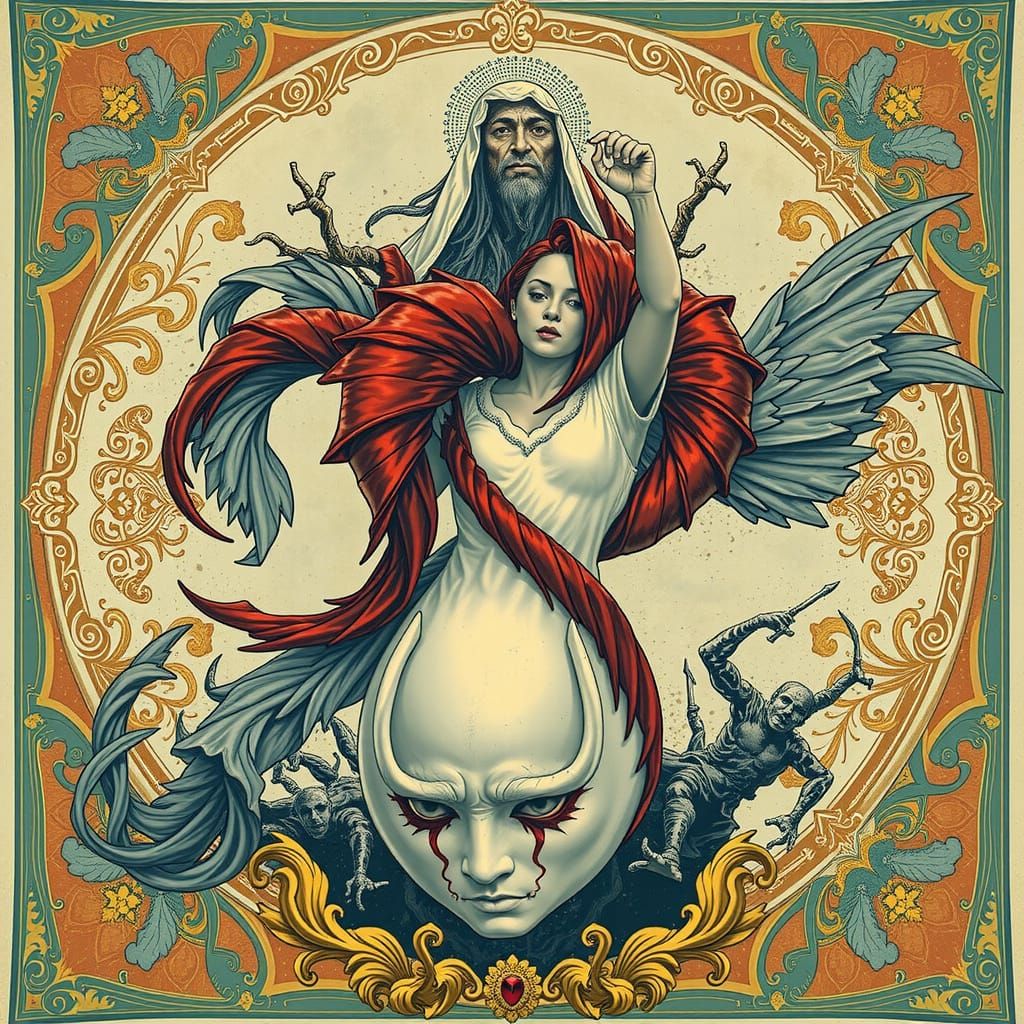 Vibrant Swirling Red Abstract Forms