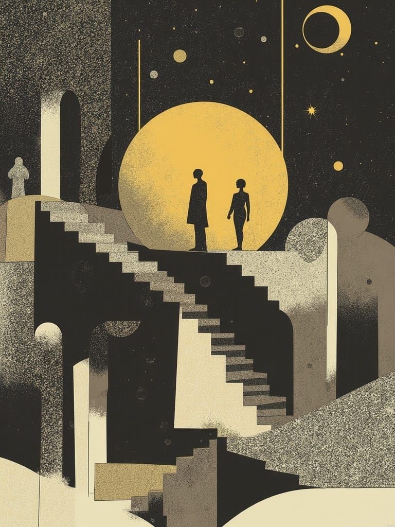 Escher Meets Klimt in a Golden, Geometric Sunset