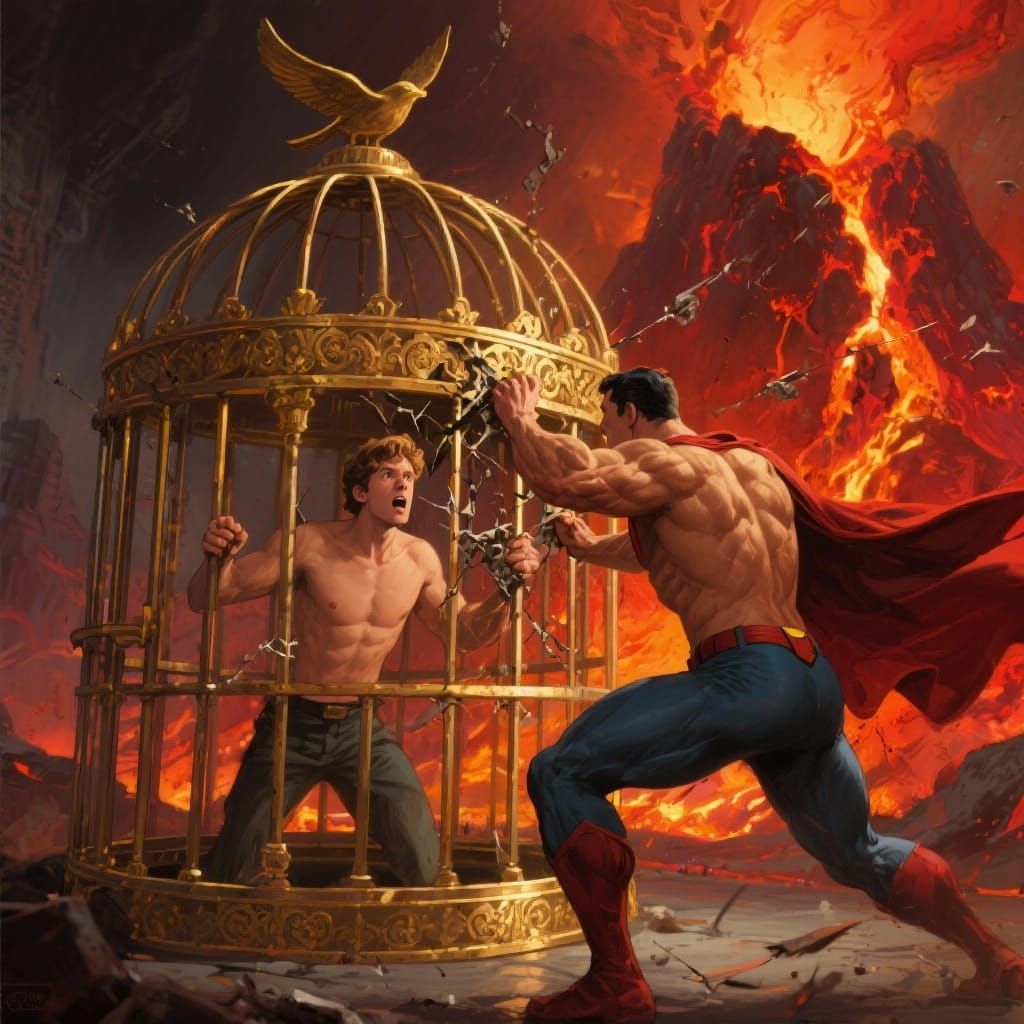 Superman Rescues Jimmy Olsen From Giant Birdcage