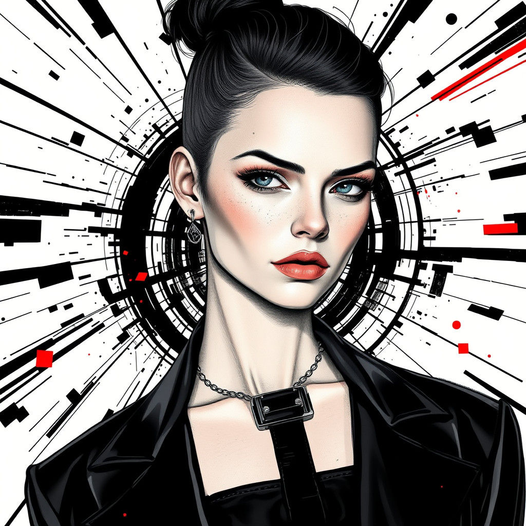 High-Fashion Model in Cyberpunk Glitchscape