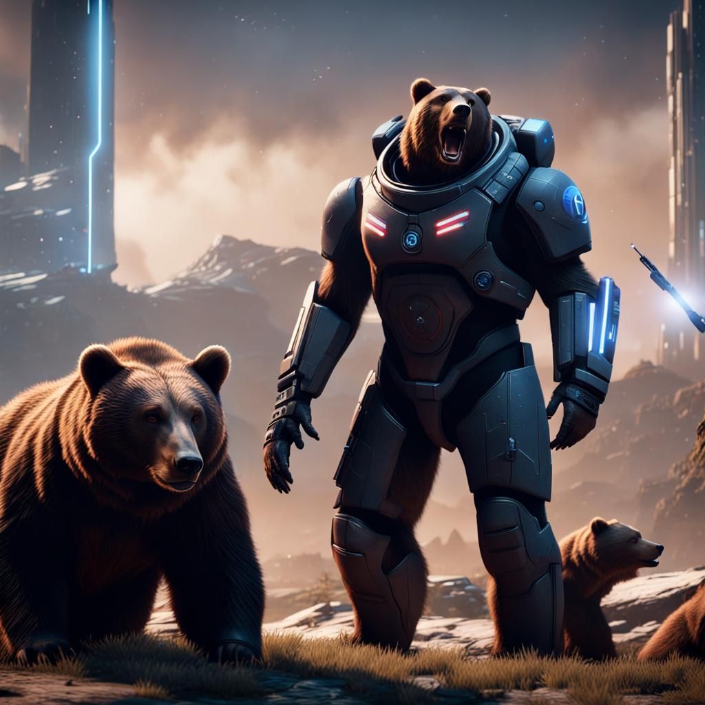 Bears Playing Mass Effect: 3D Game Cinematic