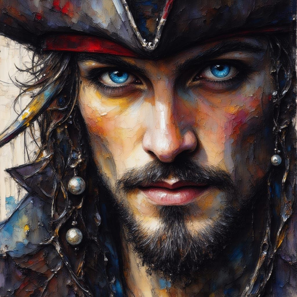 Pirate Portrait: Alcohol Ink, Color Pencil & Charcoal Sketch
