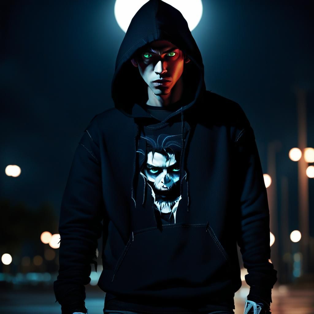 Anime Vampire Boy Portrait in Dark Fantasy Style