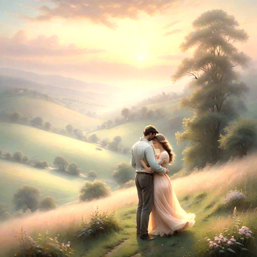 Idyllic Couple in Warm Golden Light