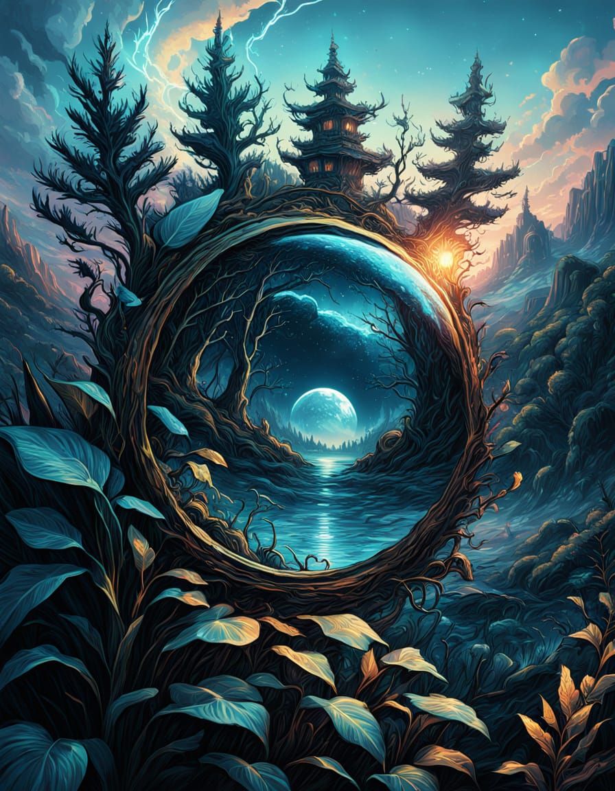 Ethereal Nature Dreamscape in Acrylic Art Style