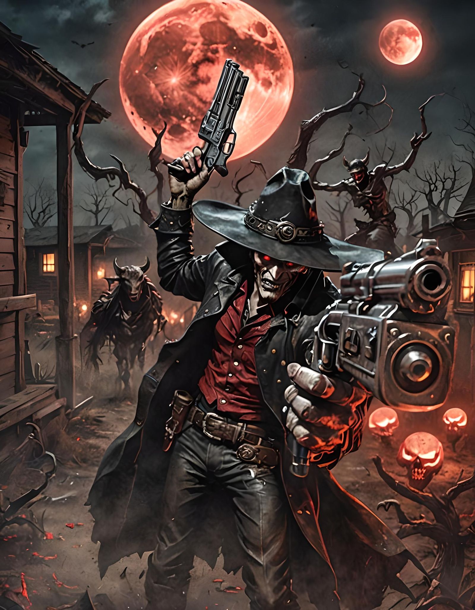 Vampire Cowboy Gunslinger in Hyperrealistic Style