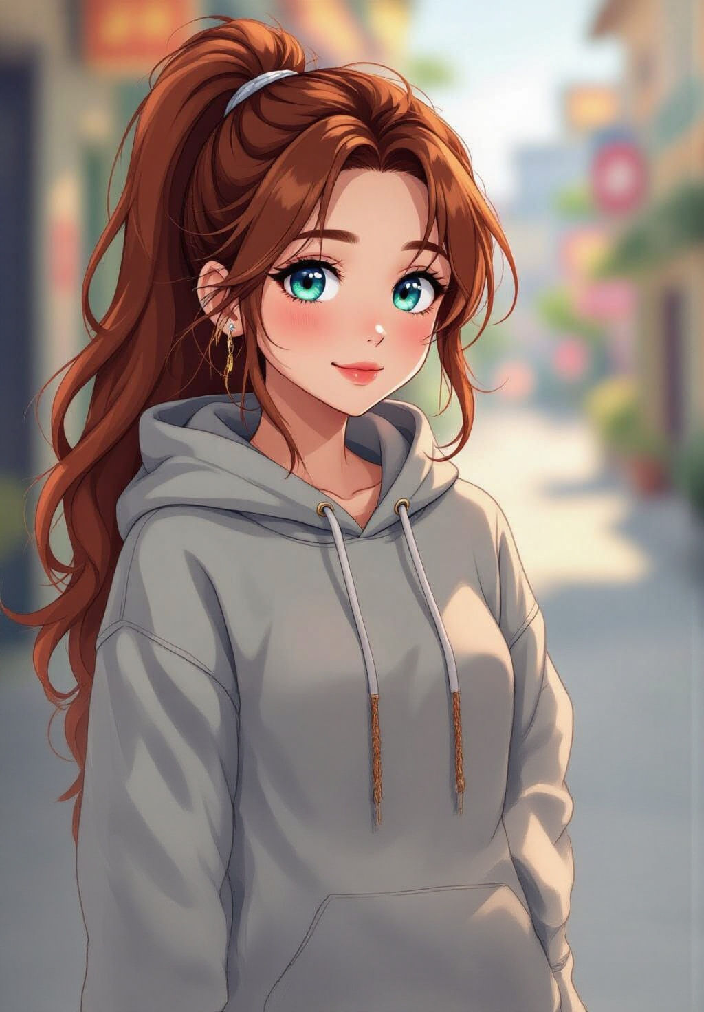 Anime Style High Schooler with Long Hair