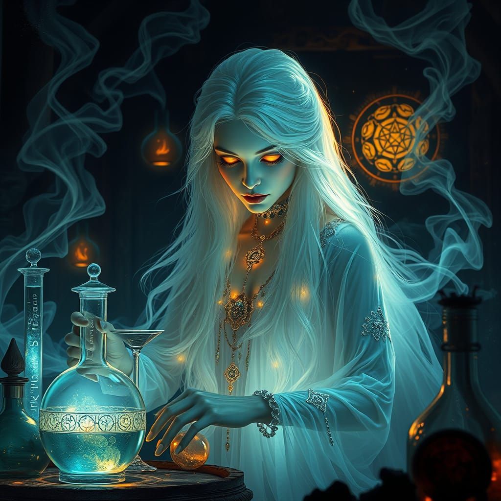 Spectral Alchemist in Ethereal Glow