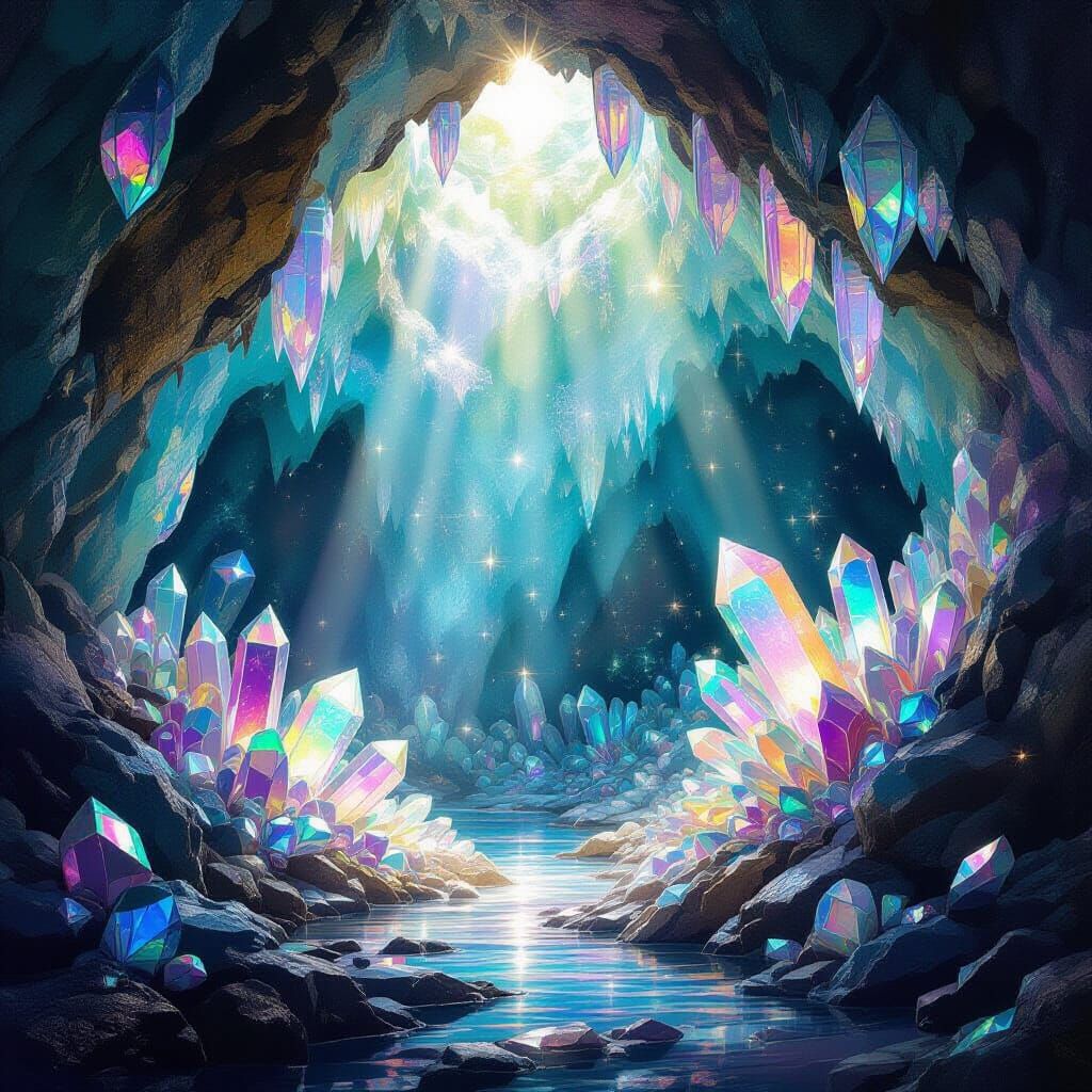 Crystallized Cave with Diamonds, Pearls & Gems