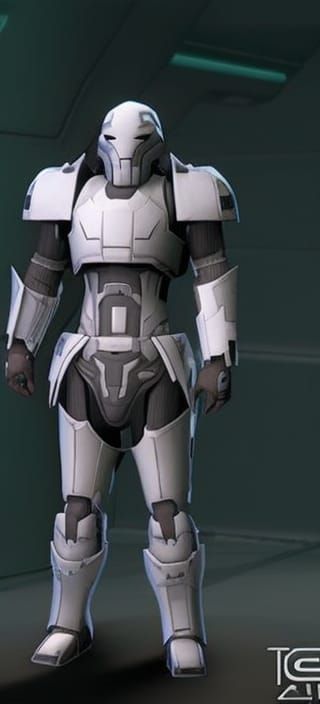 Futuristic Sci-Fi Soldier in a Spaceship Hallway