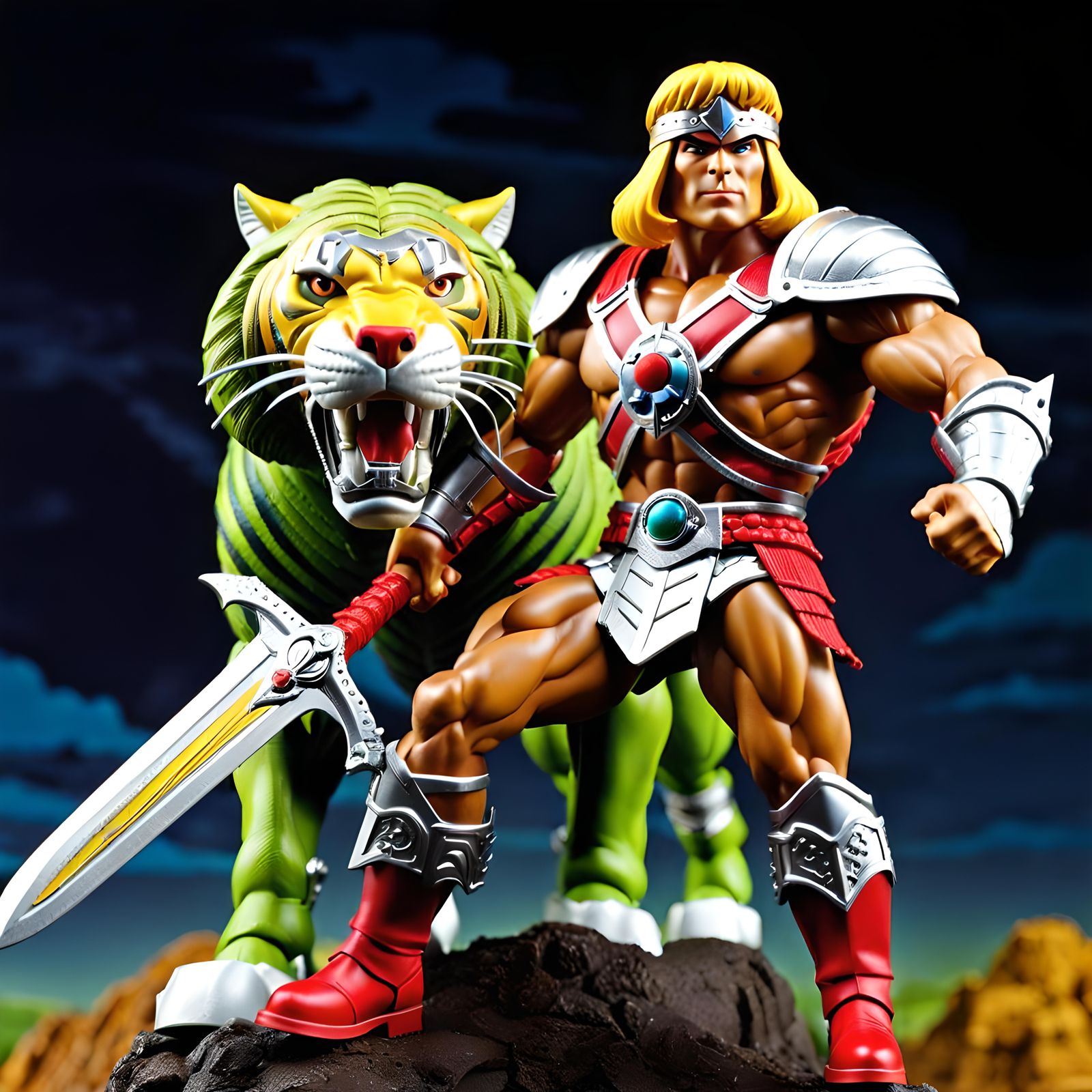 He-Man and Battlecat Action Figures on Eternia