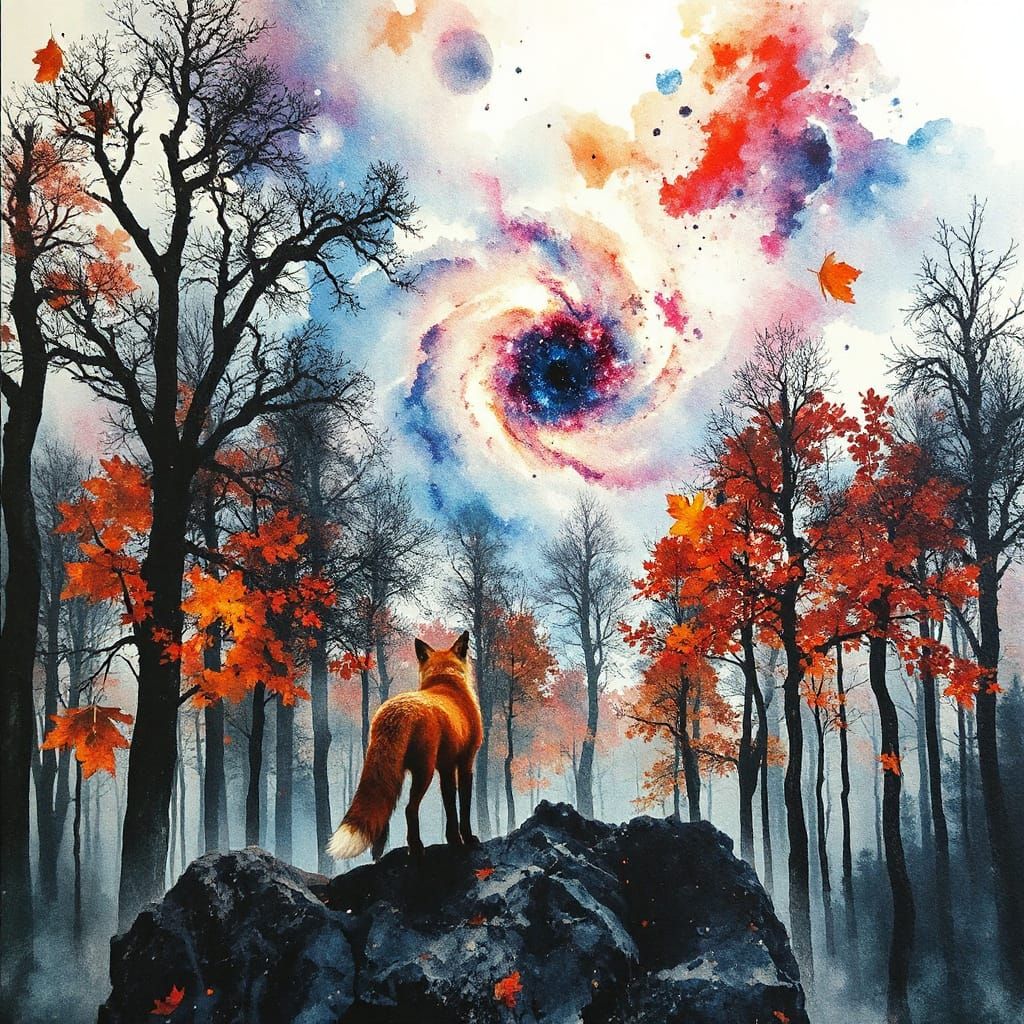 A Galaxy's Radiant Glow Illuminates a Mysterious Red Fox in ...