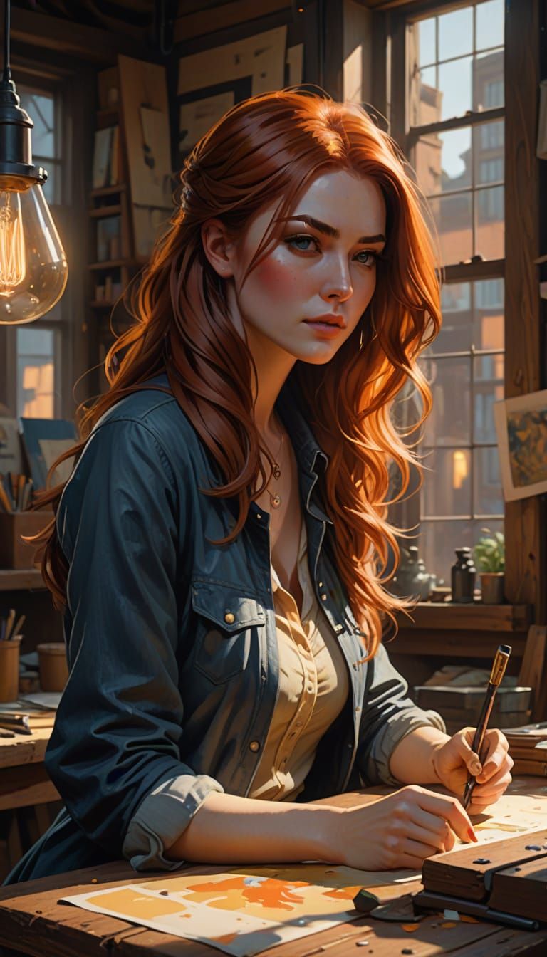 Vibrant Anime Portrait in Expressive Oil Painting Style