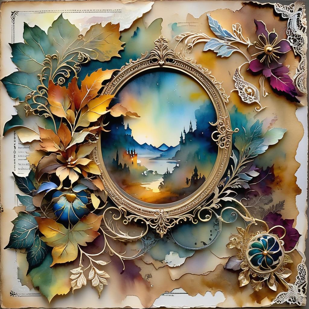 Vintage Watercolor: Radiant Life Shadowed by Mystery