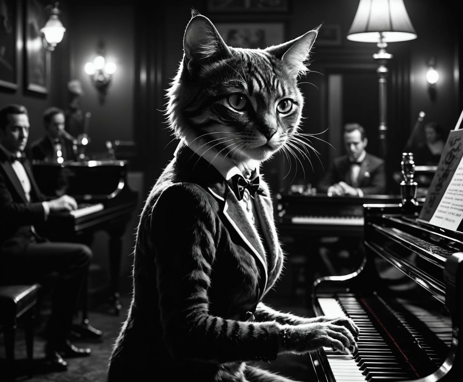 Glamorous Cat in Jazz Club: Film Noir Style