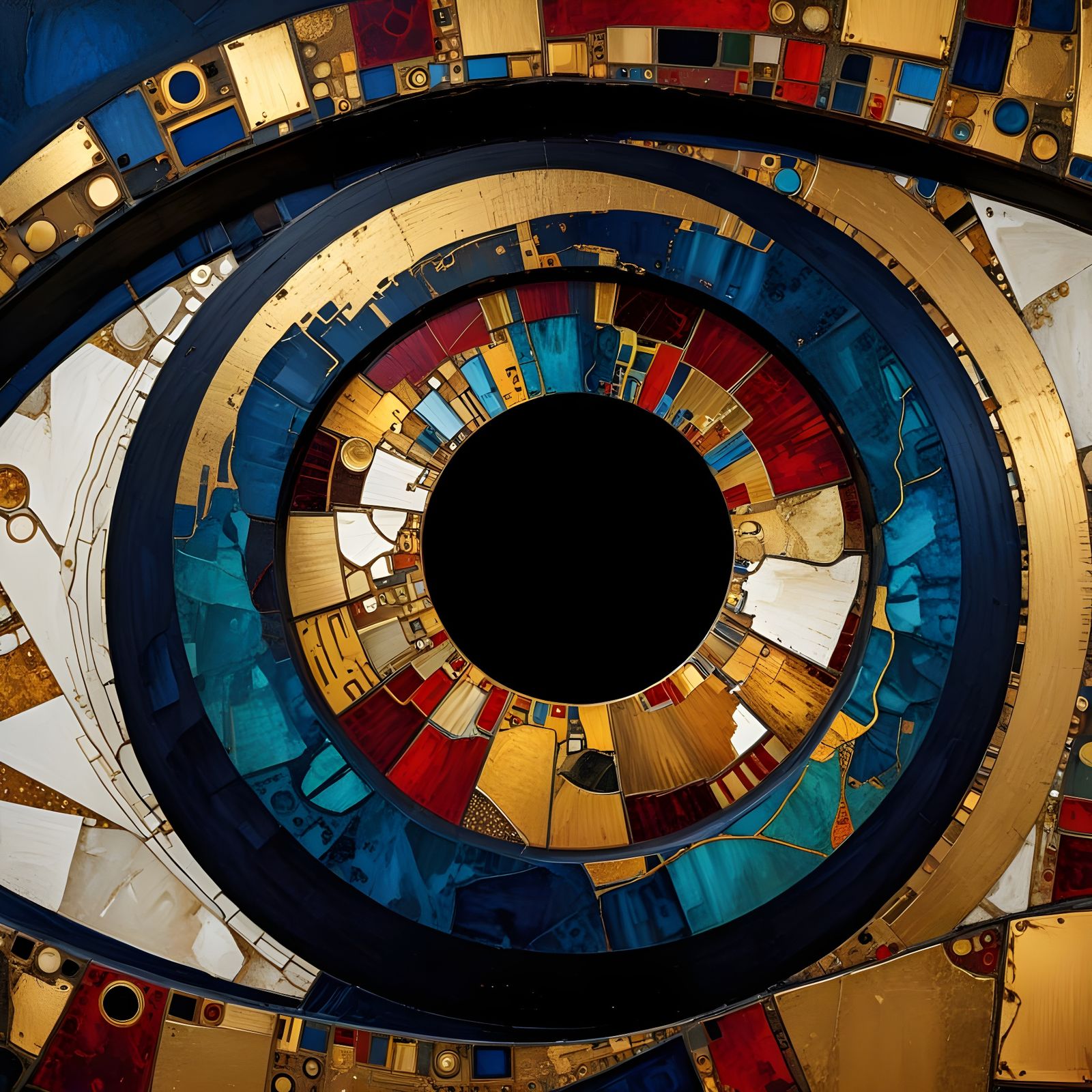 Cubist Geometric Abstraction with Metallic Accents