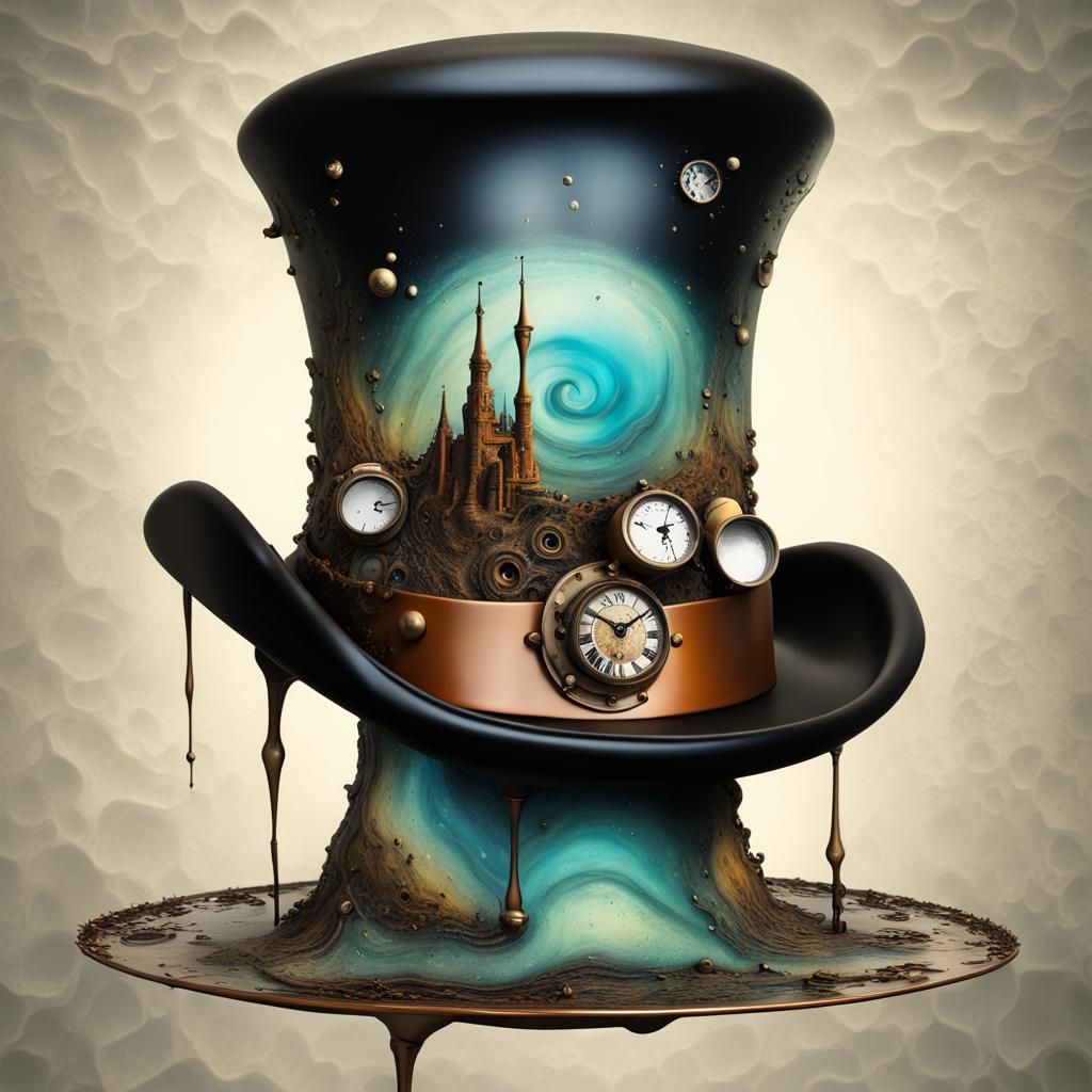 Surreal Steampunk Top Hat in Space, Dali Style